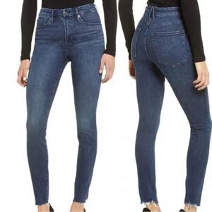 GOOD AMERICAN GOOD LEGS HIGH RISE SKINNY RAW EDGE HEM JEANS